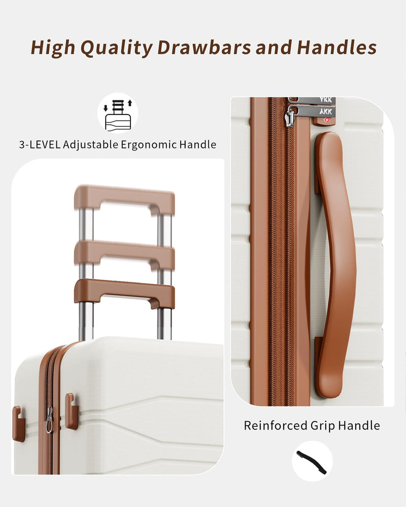 voyzap 3 Piece Luggage Set, 21/25/29 Inch Expandable Luggage Sets with Spinner Wheels, ABS+PC Hardshell Suitcases, Suitcase Set with YKK Zipper, TSA Lock & 3 Tags