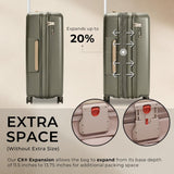 Briggs & Riley 27" Medium Expandable Spinner - Checked Luggage for Travel, Suitcases with Wheels, Hardside Rolling Bag for Men & Women, Self-Repairing Zipper - Sympatico Collection, Olive