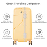 smilesun 20" Carry On Luggage with Seat For Kids & Adults，Hardside Ride On Suitcase with 360°Spinner and TSA Lock For Travel (Yellow, 20")
