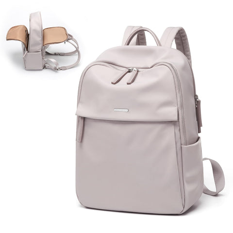 GOLF SUPAGS Womens Laptop Backpack with Separate Laptop Compartment Water Resistant Computer Backpacks Fits 14 Inch Notebook Travel Work College Bags (14-Inch, Pinkish Grey)