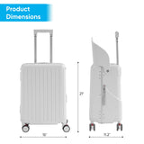 TABU 20" Ride-on Luggage with Seat For Kids & Adults，Carry On Hardshell Ride On Suitcase with 360° Lockable Spinner and TSA Lock, White