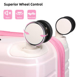 LARVENDER Luggage Sets 3 Piece, 20 Inch Carry on Luggage 22x14x9 Airline Approved Hardside PC+ABS Suitcase Set with Spinner Wheels TSA Lock, Lightweight Luggage Set for Women, Peach Sparkling