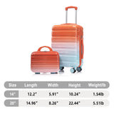 Zentrava 2 Piece Hardshell Luggage Set, Lightweight Durable Carry-On Luggage with Spinner Wheels, 20 Inch ABS Luggage with 14 Inch Cosmetic Case for Travel, Women, Girls (Blue Red)