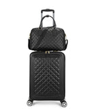 feilario 24in 2 Piece Set Travel Leather Softside Carry On Luggage Double Spinner Wheels Checked Suitcase