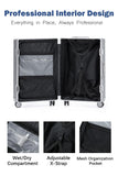 HotWay 20 Inch Aluminum Frame Carry On Luggage with Spinner Wheels, PC Hard Shell Suitcase with Cup Holder, Zipperless Luggage for Business Travel, Silver