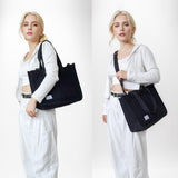 UERRUAM Tote Bag for Women with Pockets,Large Corduroy Crossbody Purse for Laptop,Work,College,Everyday,Travel,Black
