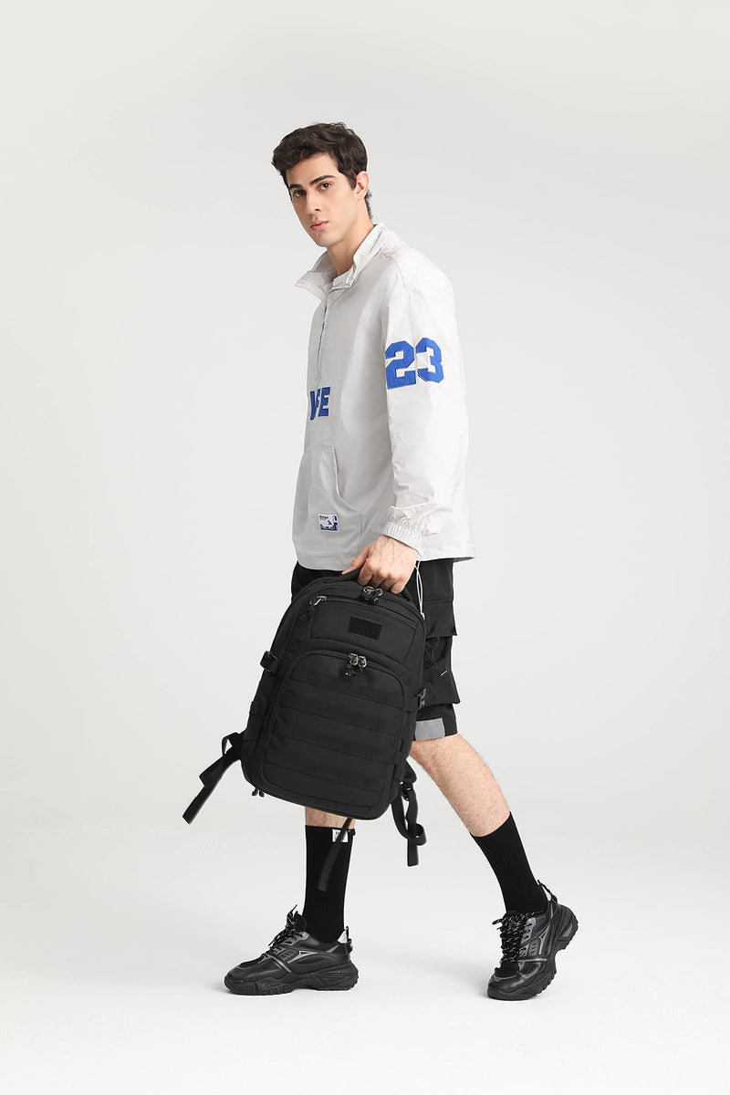 Wotony Military tactical backpack, backpack for men black small tactical assault bag (Black, 18.5 inch)