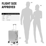 UrbanExplorer 20 Inch Carry On Luggage Aluminum Frame Airline Approved, Zipperless Luggage Carry On TSA Approved ABS+PC Hard Shell Suitcases, Lightweight Carry-On Suitcase with Cup Holder, Sliver