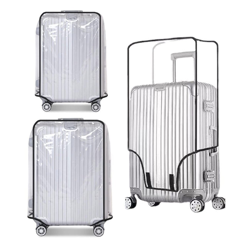 FABULWAY Clear PVC Luggage Cover Protectors - Transparent Waterproof Suitcase Sleeve for 20"+24"+28" Wheeled Suitcases (3PCS)