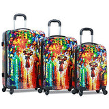 Dejuno Women's 3-Piece Lightweight Hardside Spinner Upright Luggage Set, Parisian Nights