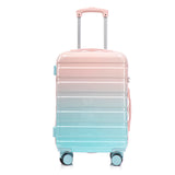 Zentrava 2 Piece Hardshell Luggage Set, Lightweight Durable Carry-On Luggage with Spinner Wheels, 20 Inch ABS Luggage with 14 Inch Cosmetic Case for Travel, Women, Girls (Blue Pink)