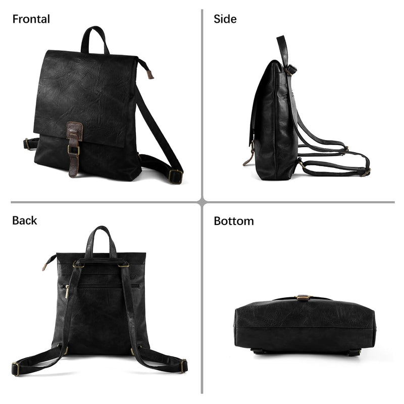 Women's Fashion Backpack Purse Multipurpose Design Convertible Satchel Handbags Shoulder Bag Travel bag (Black)