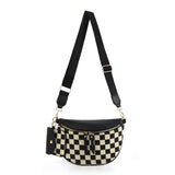Checkered Crossbody Bag Bum Bags for Women Checkered Purse Plaid Womens Cross Body Purses Checkerboard Fanny Pack (A01 Black)