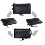 befen Black Genuine Leather Wristlet Clutch RFID Blocking Bag Cell Phone Wallet Purse Smartphone Wristlet Wallet Purses and Handbags for Women