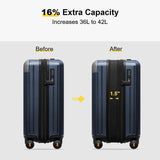 LEVEL8 Carry on Luggage Airline Approved, Hardshell Suitcases with Spinner Wheels, PC Expandable Luggage, 20 Inch, Blue