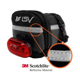 BV Strap-On Bike Bag with Reflective Material - Saddle Bag with Seperate Divider for Small Items for All Your Essentials - Bike Pouch with Taillight Hanger for Maximum Safety (Cycling Bag, Large)