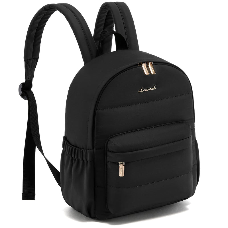 LOVEVOOK Mini Backpack Purse for Women, Small Puffer Lightweight Backpack, Casual Daily Daypack Purse for Women, Cute bag with Anti-theft Pocket for Travel-Black