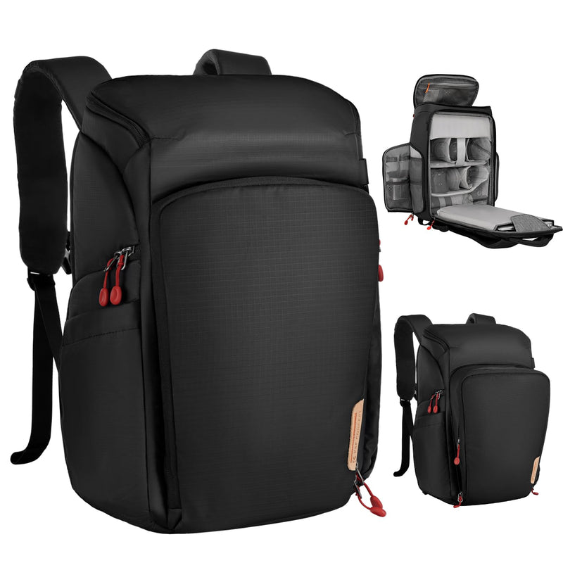 K&F CONCEPT Camera bag Backpack Waterproof 25L Large Capacity Camera Case with Raincover 15.6 Inch Laptop Compartment Compatible with Canon/Nikon/Sony/DJI Mavic Drone Travel Camera Backpack