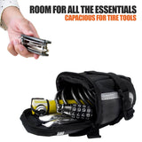 BV Strap-On Bike Bag with Reflective Material - Saddle Bag with Seperate Divider for Small Items for All Your Essentials - Bike Pouch with Taillight Hanger for Maximum Safety (Cycling Bag, Large)