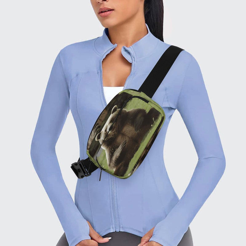 Hi Bear Sit on The Lawn Waist Bags Waist Packs with Adjustable Strap Classic Twill Fabric Fanny Bag for Workout