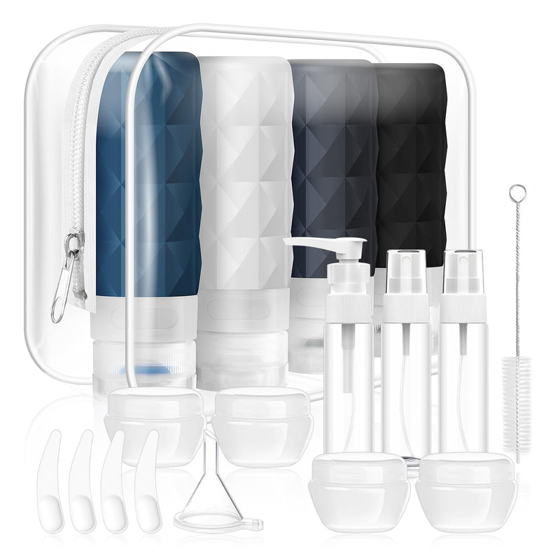 PHOVSUV 20Pack Travel Bottles Set,Leak Proof TSA Approved Travel Size Containers, Travel Essentials for Conditioner, Shampoo, Lotion & Body Wash Accessories (Dark Color) (Dark Color)