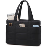 LOVEVOOK Tote Bag for Women, Large Puffer Work Tote Bag for 17.3 Inch Laptop, Lightweight Travel Bag with Zipper Gifts for Women