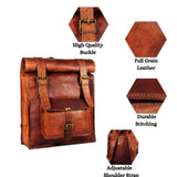 URBAN DEZIRE Men's 17 inch Leather Vintage Roll On Laptop Backpack Rucksack knapsack college bag