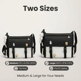 PRLINJSK Cute Messenger Bag for Teen Girls Women, Kawaii Crossbody Shoulder Purse with Pins and Stuffed Pendant Gift
