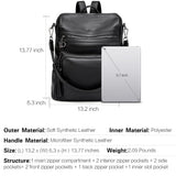 CLUCI Backpack Purse for Women Black Backpack Leather Large Travel Fashion Designer Convertible Ladies Work Bags