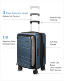 LUGGEX Carry On Luggage Top Opening, FLT Expandable Polycarbonate Hard Shell Suitcase with Wheels (FX-Lite, Blue, 20 Inch, 36L-41L)