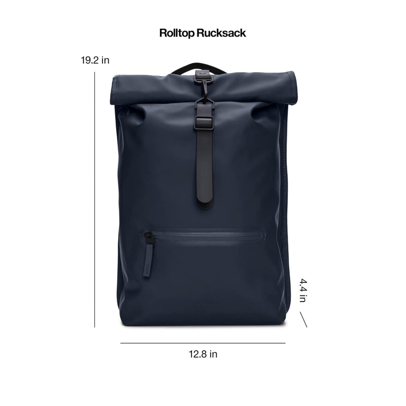 RAINS Rolltop Rucksack -Backpack - Waterproof Backpack for Women and Men - Rucksack for Travel and Work (Blue)