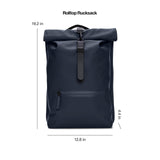 RAINS Rolltop Rucksack -Backpack - Waterproof Backpack for Women and Men - Rucksack for Travel and Work (Blue)