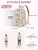 VASCHY Corduroy Backpack for Girls, Lightweight School Bag for Elementary, Middle & High School, Teen Bookbag, Women’s Casual Travel Daypack Strawberry