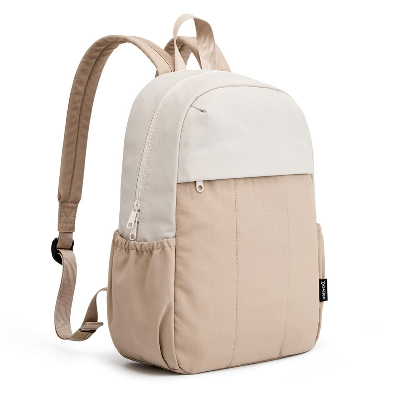 G4Free Mini Backpack for Women Water-resistant Hiking Backpack with Adjustable Shoulder Straps for Travel Shop Work Casual(Beige&Khaki)