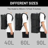 MIER 60L Water Resistant Backpack Duffle Heavy Duty Convertible Duffle Bag with Backpack Straps for Gym, Sports, Travel, Black