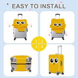 ANNA QUEEN Cute Smiley Face Luggage Cover, Yellow Cartoon Suitcase Protector with Big Eyes Design, Stretchable, Washable Travel Cover for 28-30 Inch Luggage