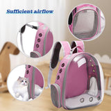 Vivicreate Large Cat Backpack Carrier for Travel and Hiking Transparent Pet Bubble Backpack for Cats up to 20lbs with Ventilation and Padded Straps Mochila para Gatos transportadora mascotas (Pink)