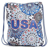 Vera Bradley Drawstring Backpack/Shoulder Bag, Fireworks Medallion/Red White Blue