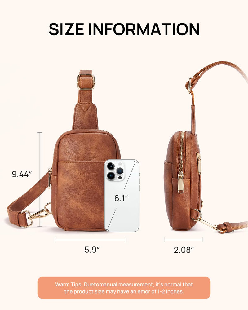 Telena Crossbody Bags for Women Leather Cross Body Sling Bag for Woman Travel Mocha Brown