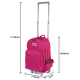 Tilami Rolling Backpack 18 inch Double Handle Wheeled Boys Girls Travel School Children Luggage Toddler Trip, Deep Pink