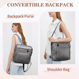 VASCHY Backpack Purse for Women,Fashion Convertible Vegan Leather Shoulder Bags Handbags for Work/Travel/Ladies/College Gray