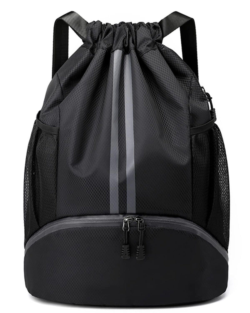 BROTOU Soccer Bags - Football & Volleyball Backpack with Ball & Shoe Compartment, Gym Bags for Men/Women (L, Black)