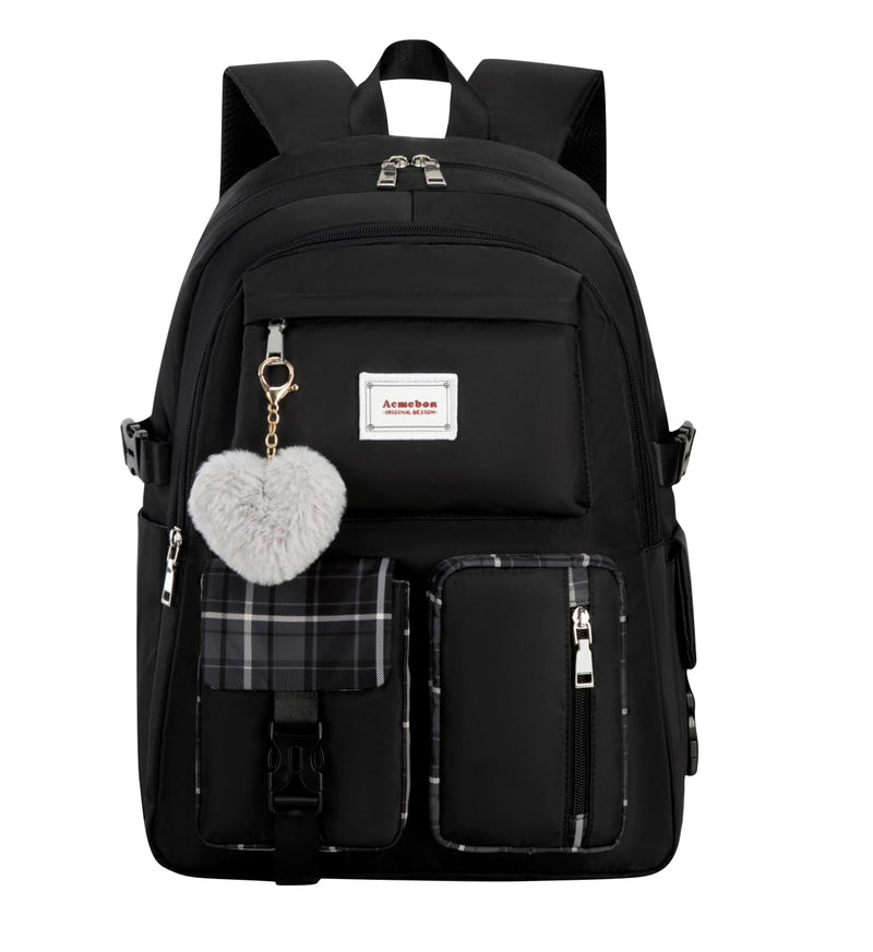 Acmebon Girl Roomy Fashion Laptop Backpack Casual Daily Backpack for Women Black | Backpacks4Less