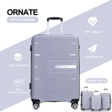 Tripcomp Luggage 3 Piece Sets Suitcase Set with Double Spinner Wheels, Lightweight Carry On Hardside Travel Luggage with TSA Lock, (20/24/28) (Silver)
