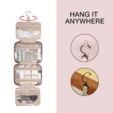 BAGSMART Toiletry Bag Travel Bag with Hanging Hook, Water-resistant Makeup Cosmetic Bag Travel Organizer for Accessories, Shampoo, Full-size Container, Toiletries (Baby Pink, Medium)