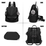 CHERUTY Women Backpack Purse Nylon Anti-theft Fashion Casual Lightweight Travel Shoulder Bag (1-1 Black, Medium)