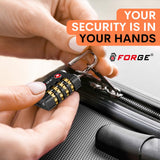 Forge Dual-Opening: Key or Combination Access Lock, Use Key to Recover Code If Forgotten, TSA Approved Locks for Luggage, Pelican case, Travel, Gym, School, Stainless Steel Shackle. (Black 2 Pk)