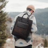 S-ZONE Genuine Leather Backpack Purse for Women Men Vintage Rucksack Handbag Travel Daypack
