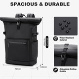 VASCHY Rolltop Travel Backpack for Men, Water Resistant Expandable Large Carry-on Casual Daypack for Work Business Hiking College Black