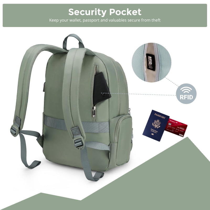 Swissdigital Design Travel Backpack for Women, 15.6 inch Laptop College Grayish Medium Simple Modern Backpacks for School with USB Charging Port for Womens Girls | SD1711-27